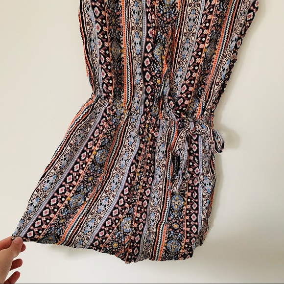 Joe B romper aztec print black lace back S - Picture 5 of 6